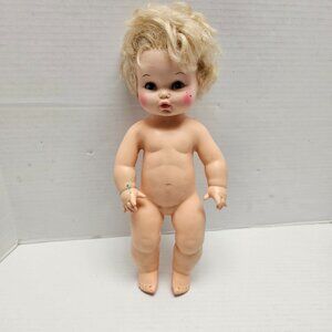 Vintage EEGEE Co 70s 1971 Baby Softina Doll Blonde Blue Eyes Drink Wet 14"
